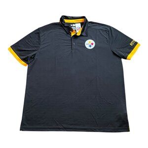 NFL Team Apparel Pittsburgh Steekers Men's Black & Yellow Polo Shirt 2XL NWT